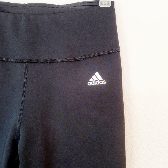 ADIDAS Climalite 3 Stripe High Rise Leggings NEW Size Small Black Cropped Pants - Picture 4 of 9